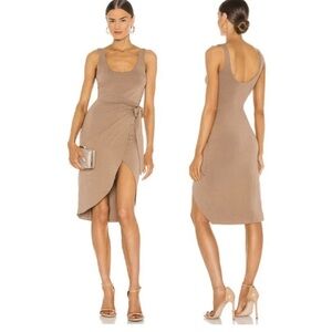 Lovers + Friends Khalo Midi Side Wrap Midi Dress Asymmetrical Dress Sz Medium